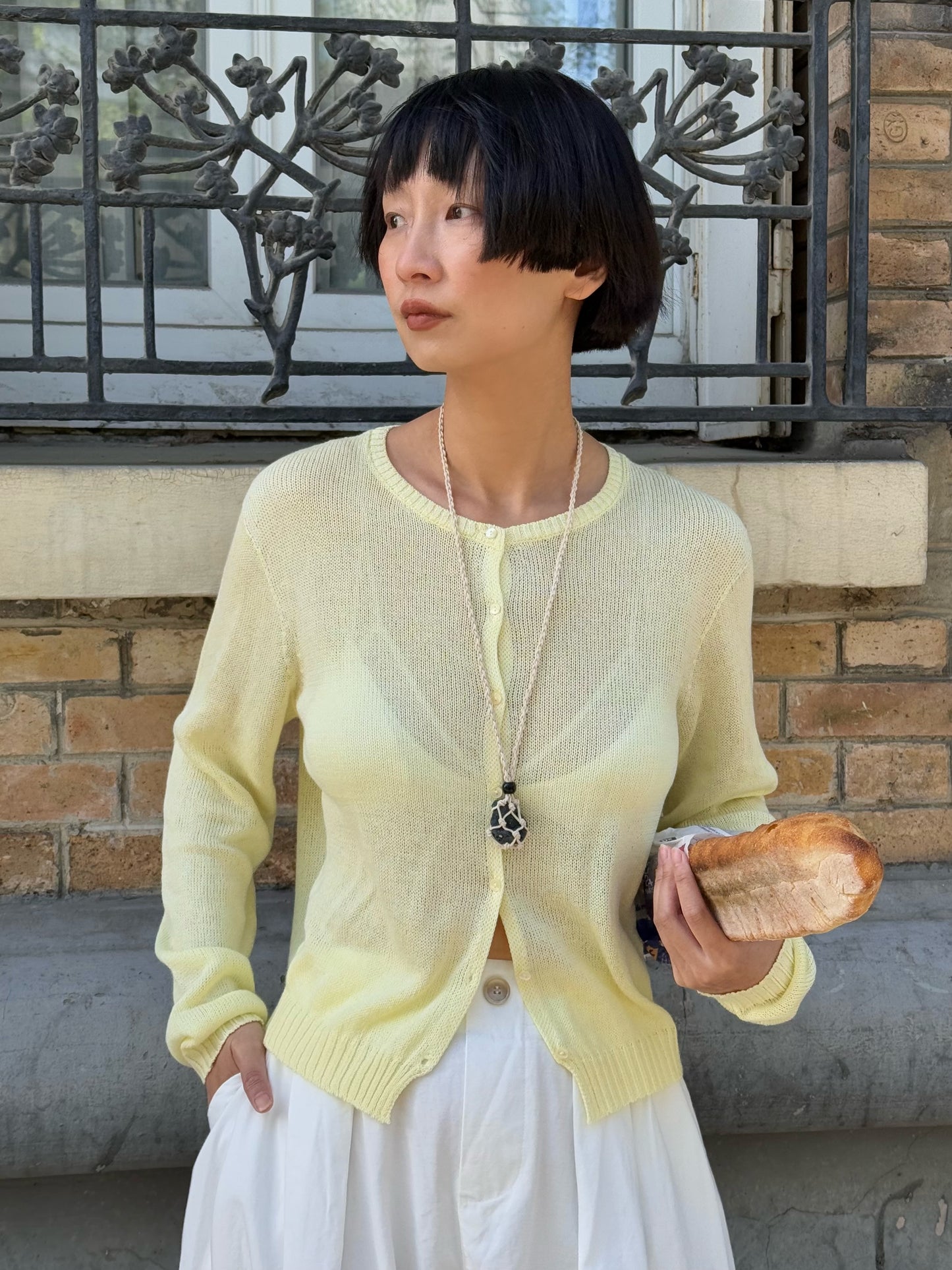Paper-silk knitwear cardigan