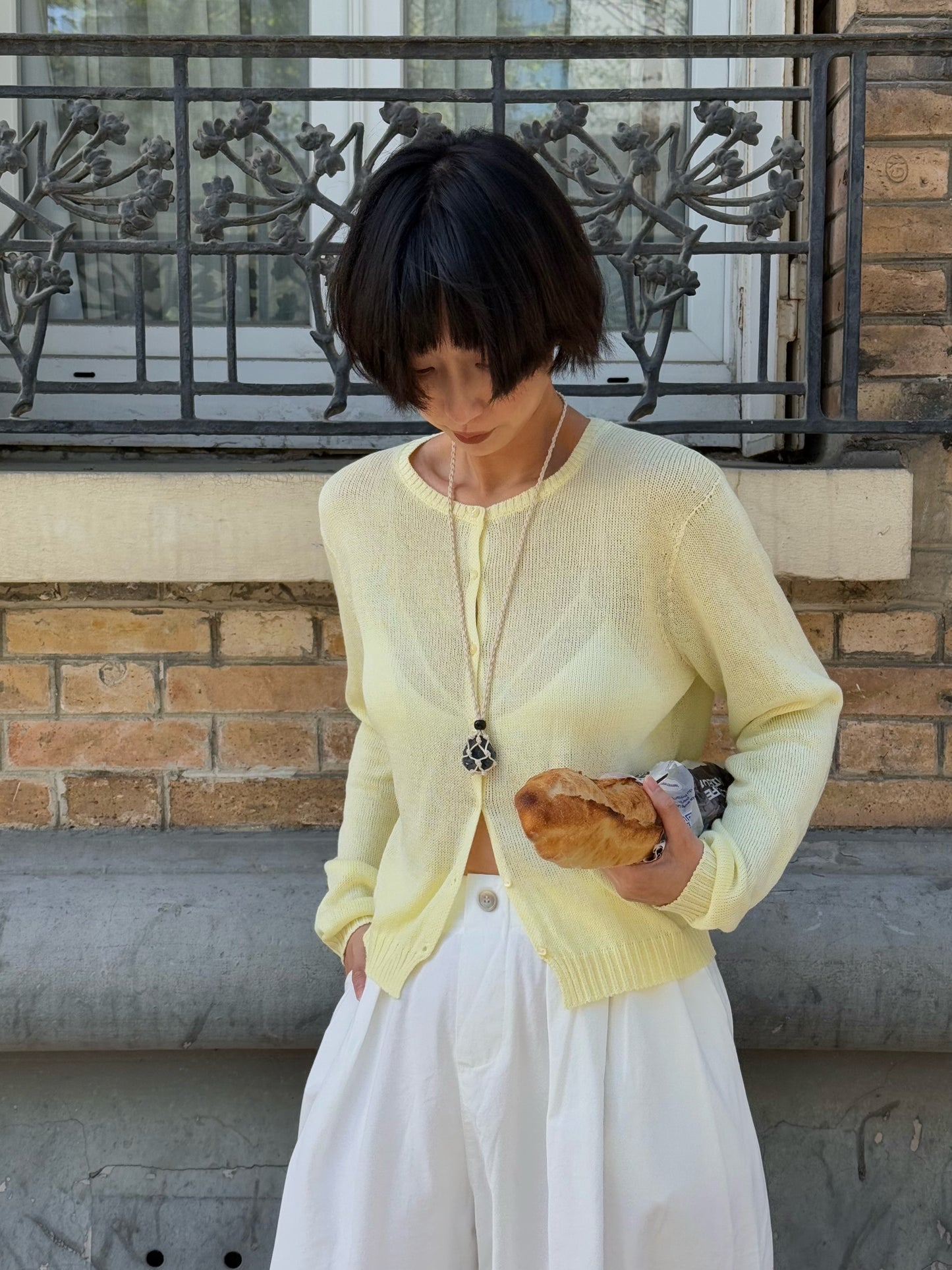 Paper-silk knitwear cardigan