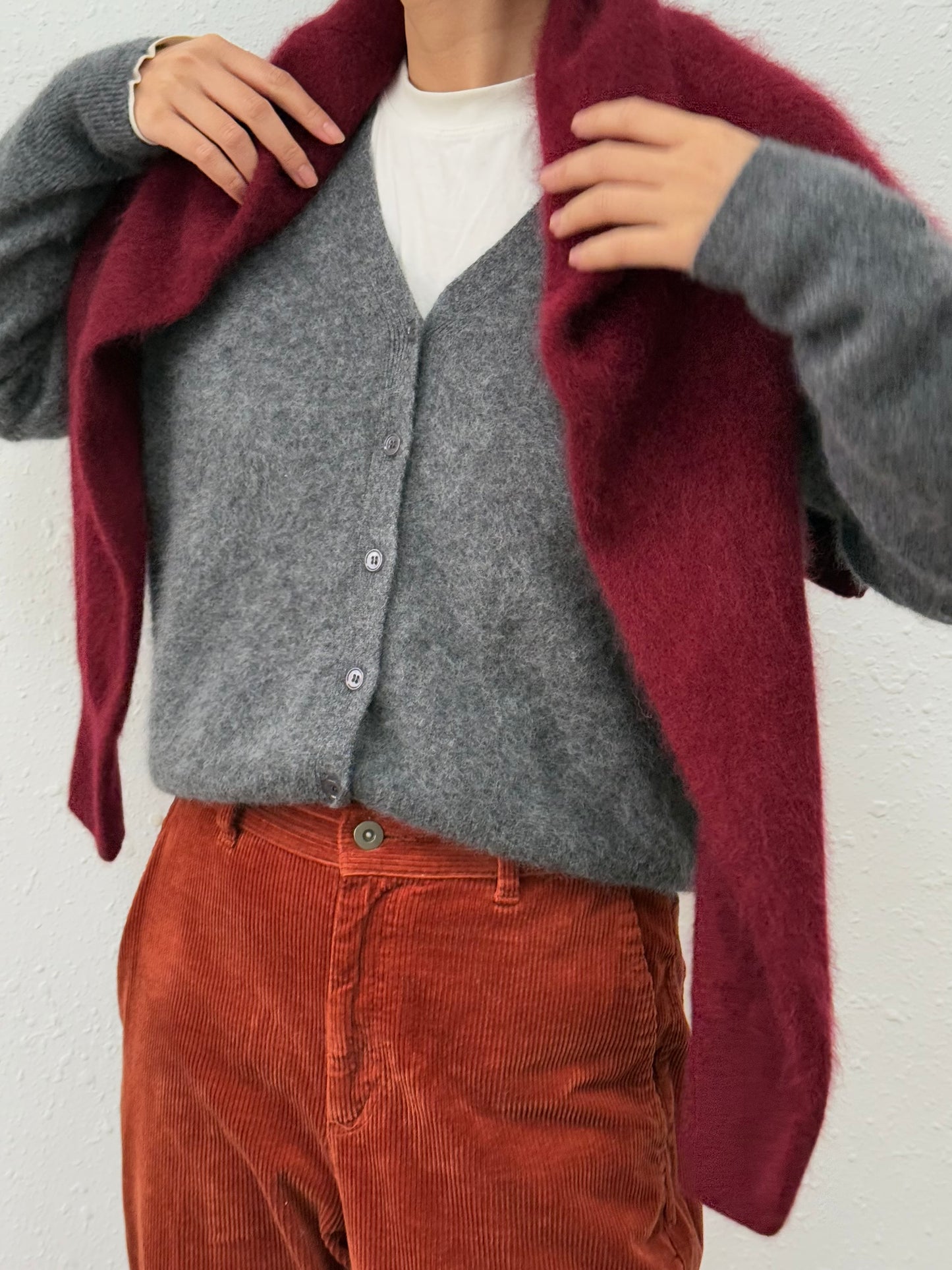 100%wool cardigan-long hair