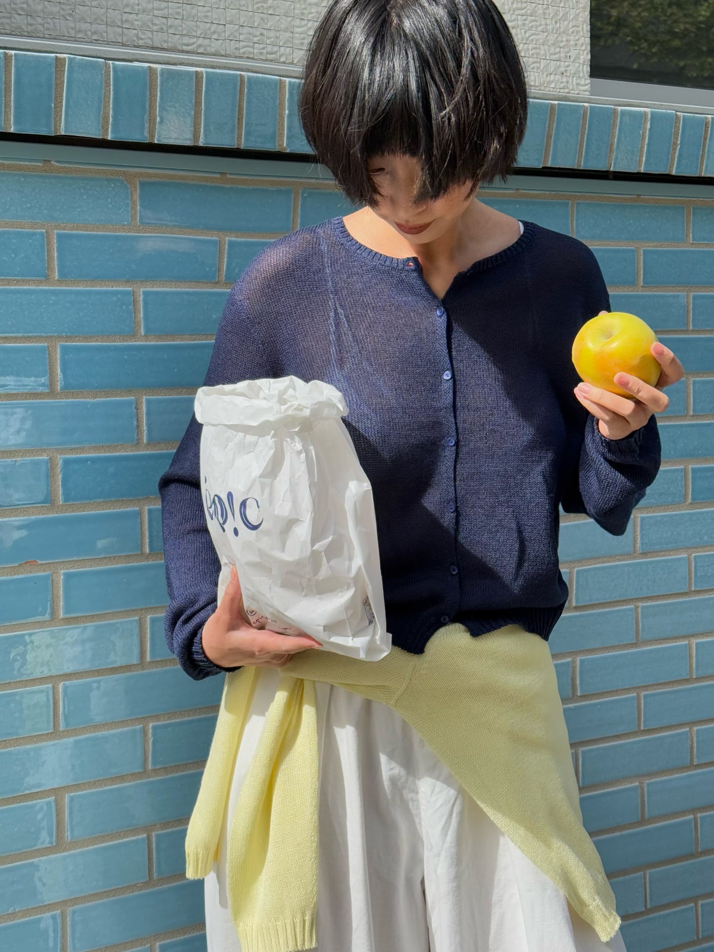 Paper-silk knitwear cardigan