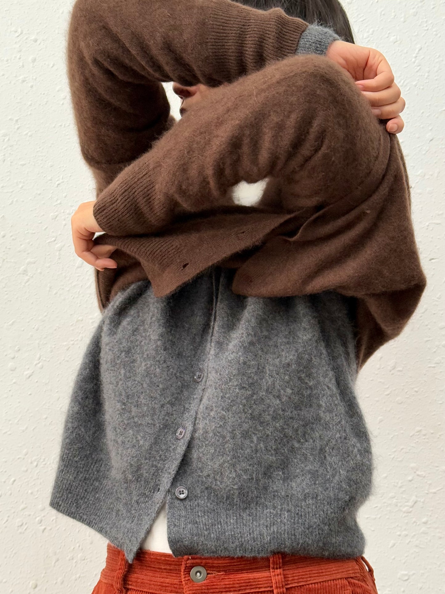 100%wool cardigan-long hair