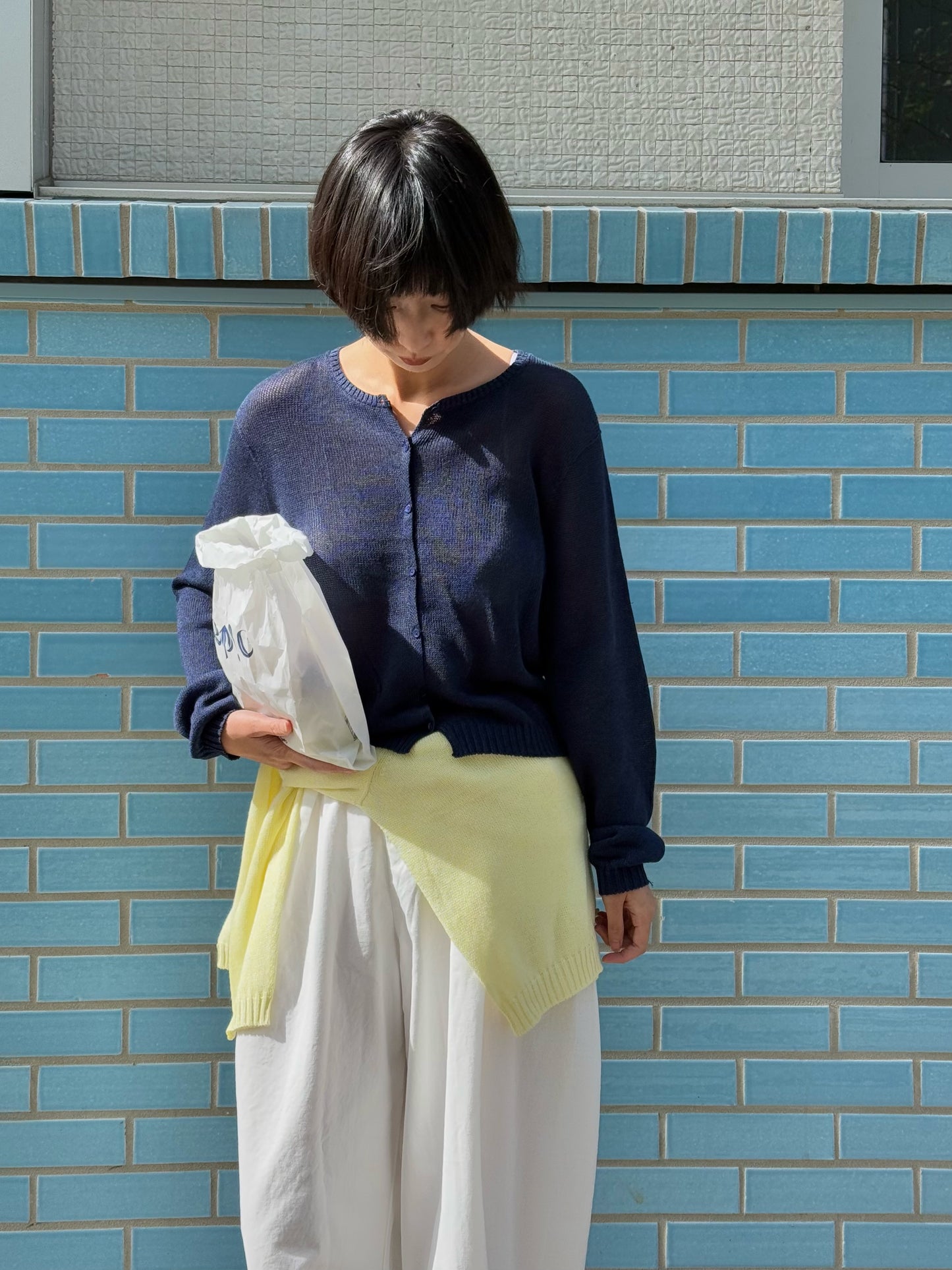 Paper-silk knitwear cardigan