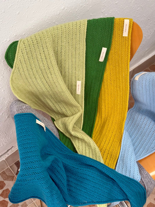 100%wool open- knit triangle scarf