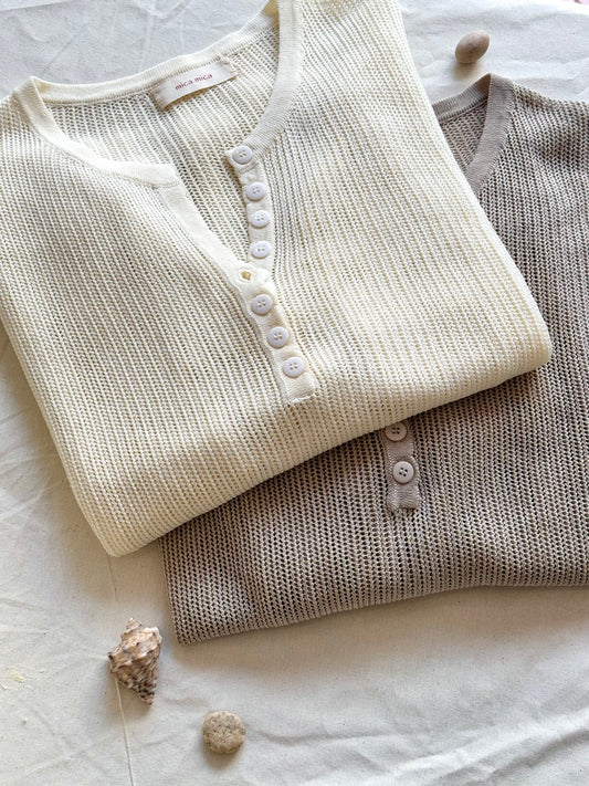 Linen Knit Henley