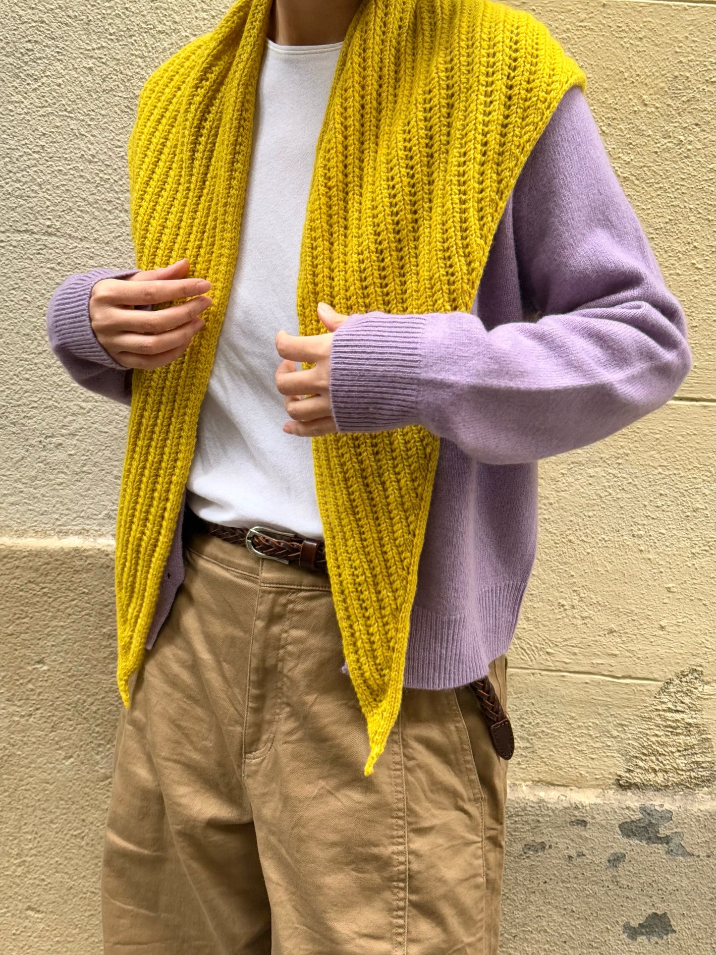 100%wool open- knit triangle scarf