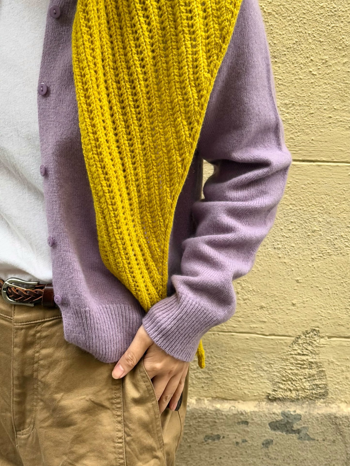 100%wool open- knit triangle scarf