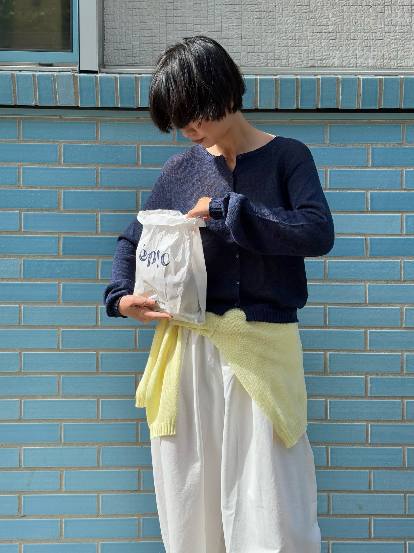 Paper-silk knitwear cardigan