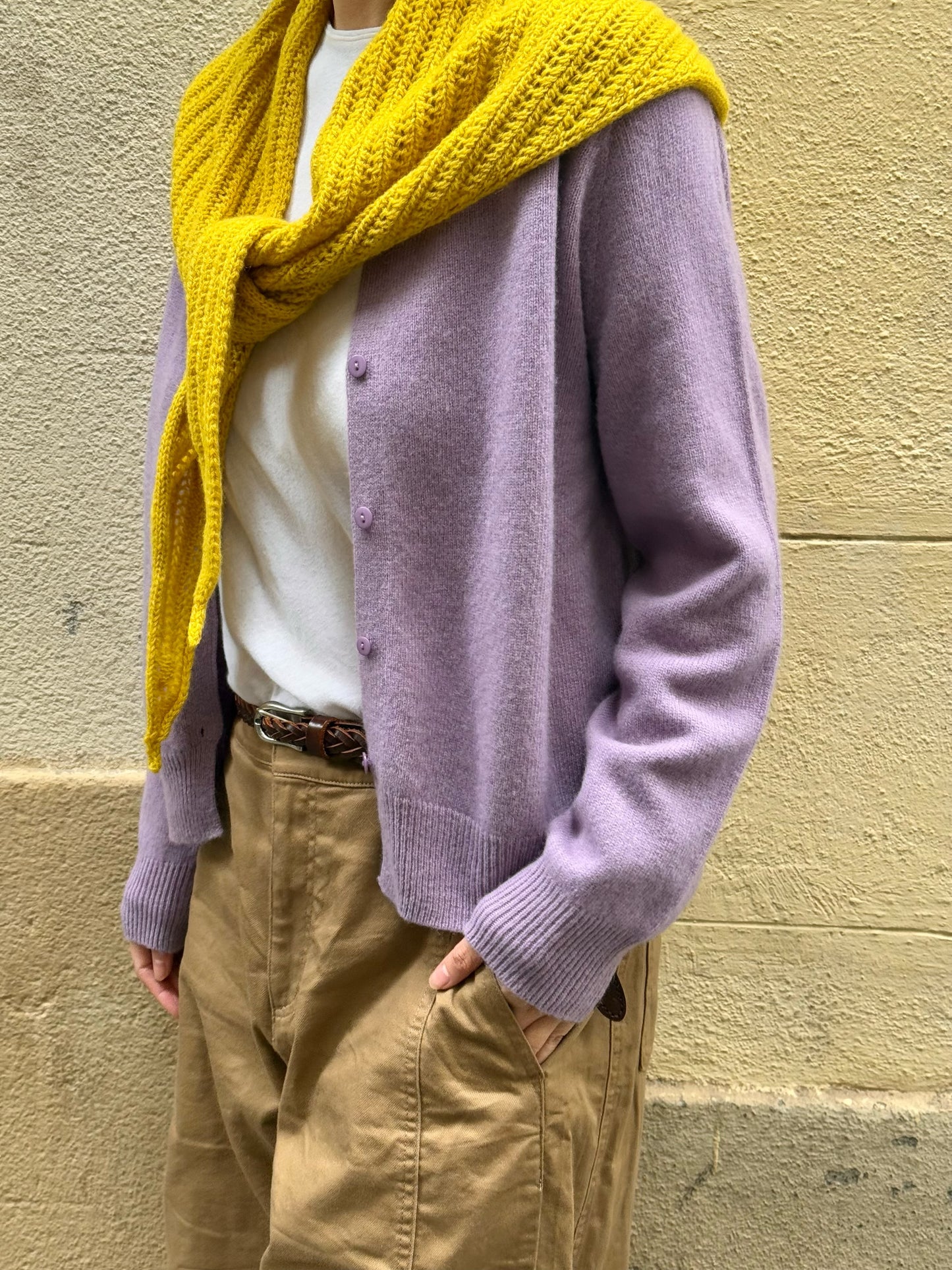100%wool open- knit triangle scarf