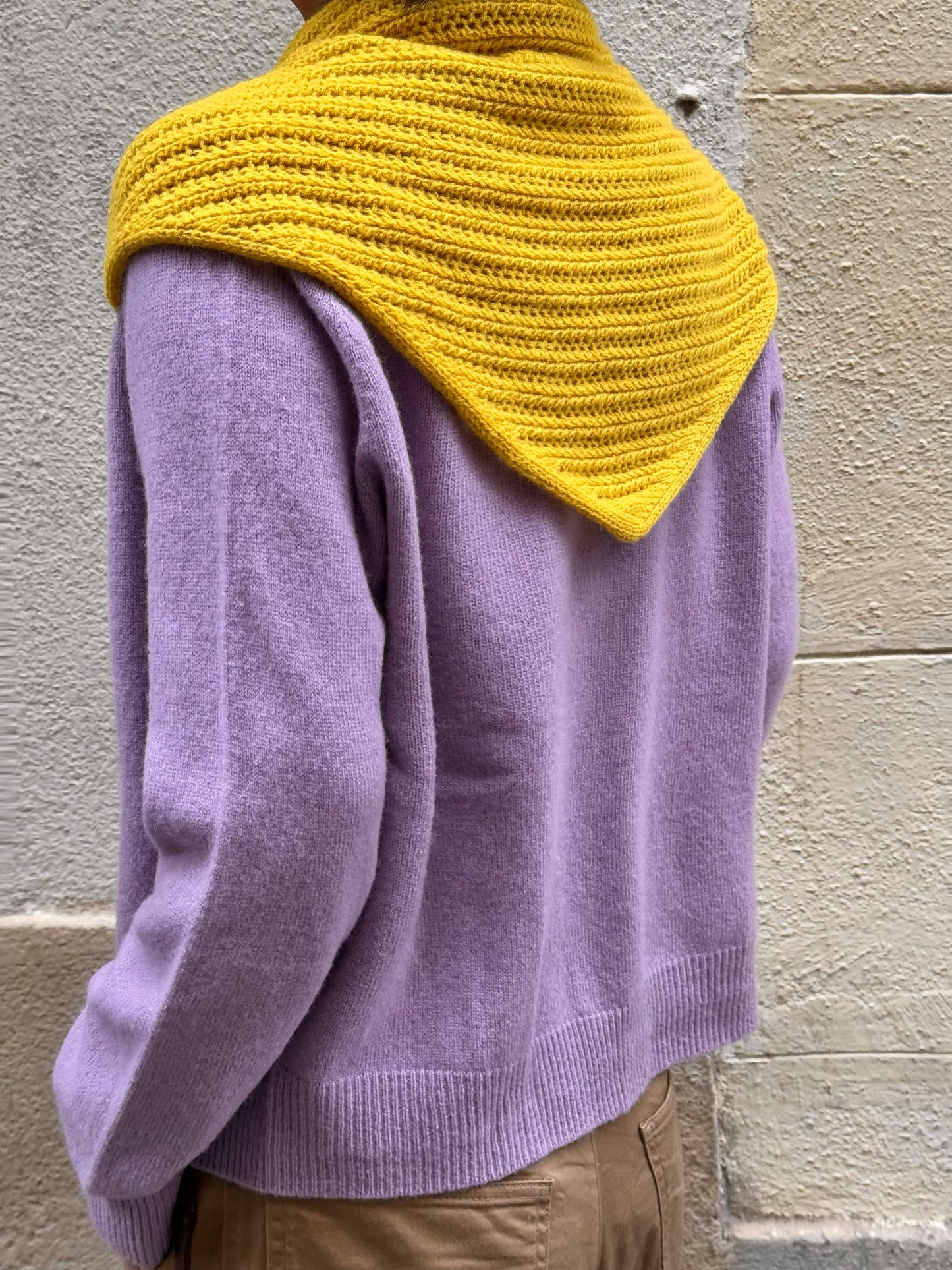 100%wool open- knit triangle scarf